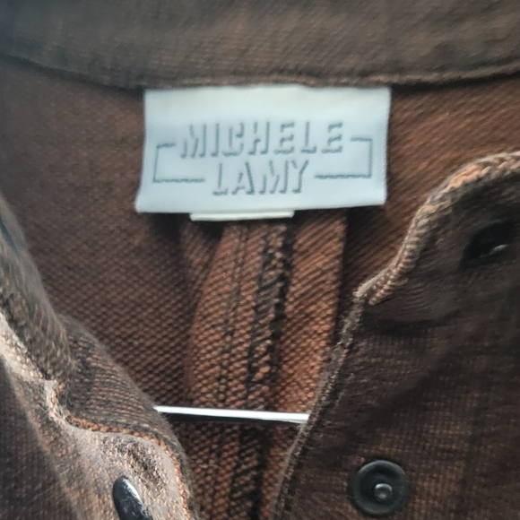 Vintage Michele Lamy Collar Long Sleeve Cotton Dress Size Large - Picture 3 of 8